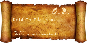 Orián Márton névjegykártya